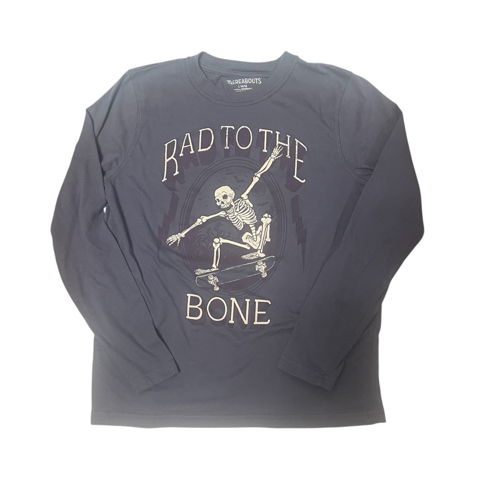 ☀️ Thereabouts Rad to the Bone Skeleton Halloween Long Sleeve Boys Shirt L